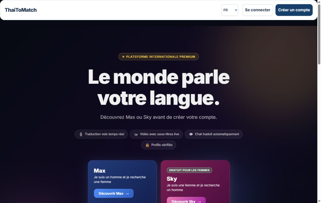 Aperçu du site ThaiToMatch